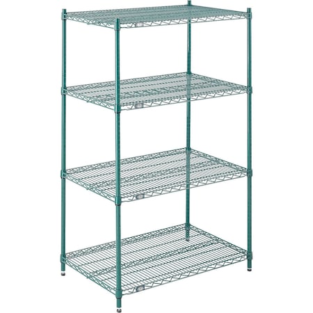 Nexel 36W X 21D X 63H Green Epoxy Wire Shelving 21366G